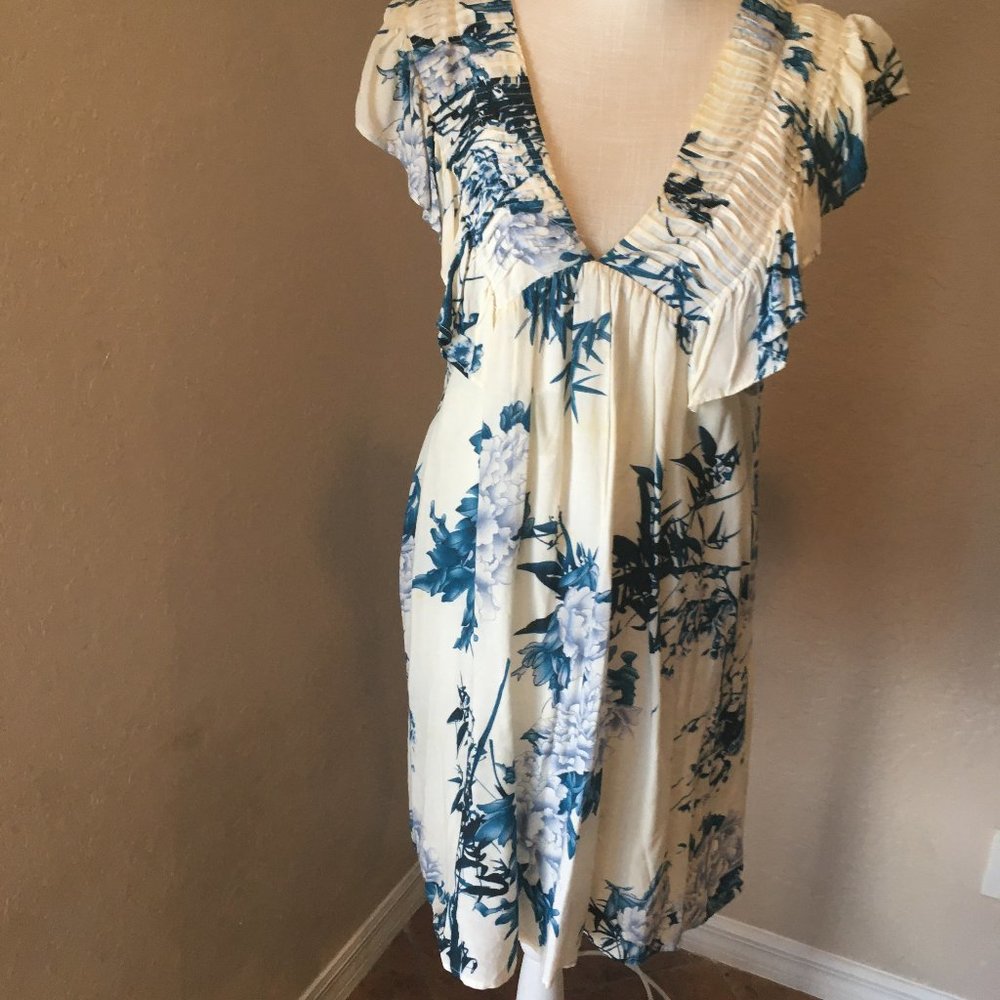 Beautiful White and Green Floral Dress